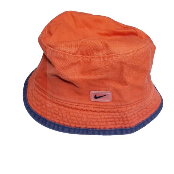 Vintage Y2K Nike Sportswear Bucket Hat Orange Blue Womens L XL Streetwear - Picture 1 of 9